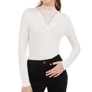 American Rag Womens Illusion Lace Mock Neck Top Small